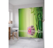 Штора (занавеска) для ванной JoyArty "Медитация лотоса" из сатена, 180х200 см с крючками, sc_16371