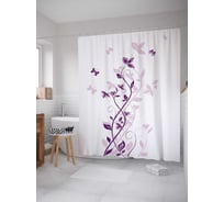 Штора (занавеска) для ванной JoyArty "Цветы вьются к небу" из сатена, 180х200 см с крючками, sc_16798