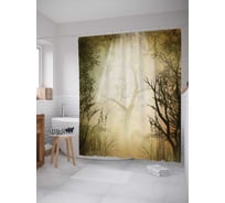 Штора (занавеска) для ванной JoyArty "Туманные деревья" из сатена, 180х200 см с крючками, sc_19678