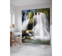 Штора (занавеска) для ванной JoyArty "Пушистый водопад" из сатена, 180х200 см с крючками, sc_14570