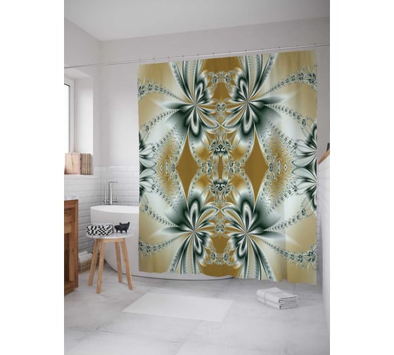 Штора (занавеска) для ванной JoyArty "Немыслимые отражения" из сатена, 180х200 см с крючками, sc_21584 1