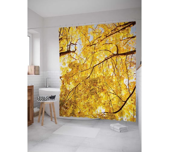 Штора (занавеска) для ванной JoyArty "Осеннее тепло" из сатена, 180х200 см с крючками, sc_20667 1