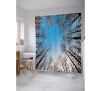 Штора (занавеска) для ванной JoyArty "Лес ждет гостей" из сатена, 180х200 см с крючками, sc_20673