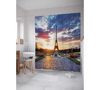 Штора (занавеска) для ванной JoyArty "Площадь перед Эйфелевой башней" из сатена, 180х200 см с крючками, sc_16242