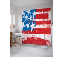 Штора (занавеска) для ванной JoyArty "Американские звезды" из сатена, 180х200 см с крючками, sc_20689