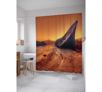 Штора (занавеска) для ванной JoyArty "Корабль выбросило на берег" из сатена, 180х200 см с крючками, sc_20535