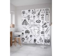 Штора (занавеска) для ванной JoyArty "Синко де майо" из сатена, 180х200 см с крючками, sc_20622