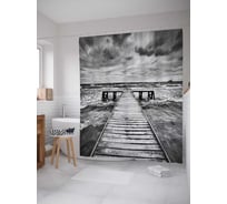 Штора (занавеска) для ванной JoyArty "Бурные воды" из сатена, 180х200 см с крючками, sc_13843