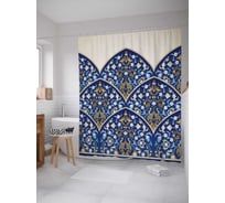 Штора (занавеска) для ванной JoyArty "Лепестки с узорами" из сатена, 180х200 см с крючками, sc_19990