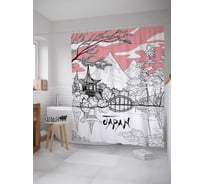 Штора (занавеска) для ванной JoyArty "Строгая Япония" из сатена, 180х200 см с крючками, sc_15815