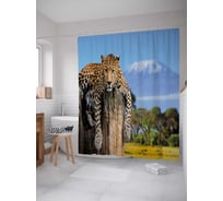 Штора (занавеска) для ванной JoyArty "Вальяжный гепард" из сатена, 180х200 см с крючками, sc_21752