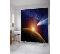 Штора (занавеска) для ванной JoyArty "Солнце на марсе" из сатена, 180х200 см с крючками, sc_15666