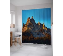 Штора (занавеска) для ванной JoyArty "Заснеженные горы" из сатена, 180х200 см с крючками, sc_20419