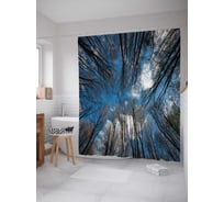 Штора (занавеска) для ванной JoyArty "Лесные облака" из сатена, 180х200 см с крючками, sc_20678