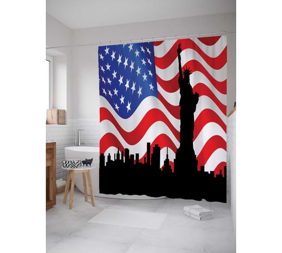 Штора (занавеска) для ванной JoyArty "Символ Америки" из сатена, 180х200 см с крючками, sc_20697
