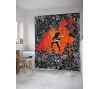 Штора (занавеска) для ванной JoyArty "Красочный гитарист" из сатена, 180х200 см с крючками, sc_23085