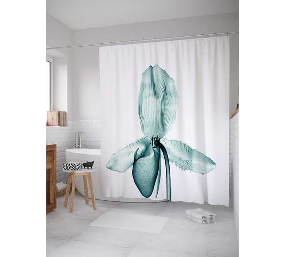 Штора (занавеска) для ванной JoyArty "Форменные лепестки" из сатена, 180х200 см с крючками, sc_14458 1
