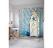 Штора (занавеска) для ванной JoyArty "Сеть и лодка" из сатена, 180х200 см с крючками, sc_19711