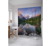 Штора (занавеска) для ванной JoyArty "Круглое озеро" из сатена, 180х200 см с крючками, sc_19852