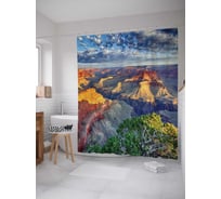 Штора (занавеска) для ванной JoyArty "Облачный каньон" из сатена, 180х200 см с крючками, sc_20114