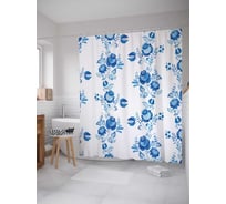 Штора (занавеска) для ванной JoyArty "Водные цветы" из сатена, 180х200 см с крючками, sc_19959