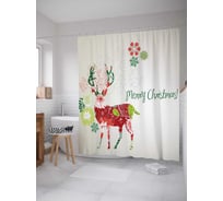 Штора (занавеска) для ванной JoyArty "Рождественский олень" из сатена, 180х200 см с крючками, sc_20019