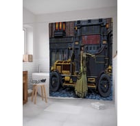 Штора (занавеска) для ванной JoyArty "Дама у ретро автомобиля" из сатена, 180х200 см с крючками, sc_15964