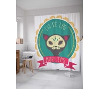 Штора (занавеска) для ванной JoyArty "Двуличный кот" из сатена, 180х200 см с крючками, sc_20619