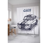 Штора (занавеска) для ванной JoyArty "Скоростной автомобиль" из сатена, 180х200 см с крючками, sc_17056