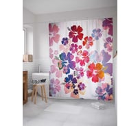 Штора (занавеска) для ванной JoyArty "Мистические цветки" из сатена, 180х200 см с крючками, sc_16247