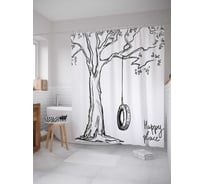 Штора (занавеска) для ванной JoyArty "Счастливое место" из сатена, 180х200 см с крючками, sc_17093