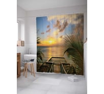 Штора (занавеска) для ванной JoyArty "Пляжный балкон" из сатена, 180х200 см с крючками, sc_19651