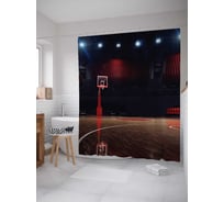 Штора (занавеска) для ванной JoyArty "Пустой баскетбольный зал" из сатена, 180х200 см с крючками, sc_16535