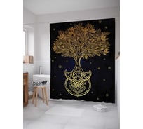 Штора (занавеска) для ванной JoyArty "Символ жизни" из сатена, 180х200 см с крючками, sc_16044