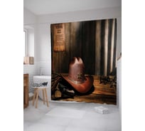 Штора (занавеска) для ванной JoyArty "Оружие и шляпа" из сатена, 180х200 см с крючками, sc_23117