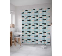 Штора (занавеска) для ванной JoyArty "Киты в крапинку" из сатена, 180х200 см с крючками, sc_164360