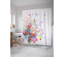 Штора (занавеска) для ванной JoyArty "Фантазийная бабочка" из сатена, 180х200 см с крючками, sc_15885