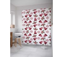 Штора (занавеска) для ванной JoyArty "Рождественские колокольчики" из сатена, 180х200 см sc_192083