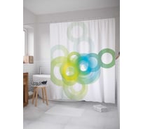 Штора (занавеска) для ванной JoyArty "Сложенные кольца" из сатена, 180х200 см с крючками, sc_22218