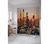 Штора (занавеска) для ванной JoyArty "Огни ночного города" из сатена, 180х200 см с крючками, sc_27020