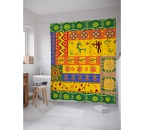 Штора (занавеска) для ванной JoyArty "Африка в рисунках" из сатена, 180х200 см с крючками, sc_17570