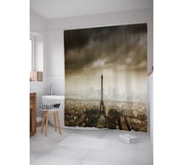 Штора (занавеска) для ванной JoyArty "На французских облаках" из сатена, 180х200 см с крючками, sc_16232