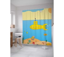 Штора (занавеска) для ванной JoyArty "Наблюдательная субмарина" из сатена, 180х200 см с крючками, sc_22366