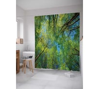 Штора (занавеска) для ванной JoyArty "Лесные высоты" из сатена, 180х200 см с крючками, sc_20679