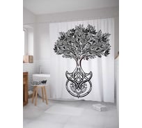 Штора (занавеска) для ванной JoyArty "Древесный символ" из сатена, 180х200 см с крючками, sc_16029