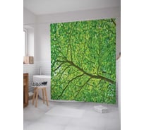 Штора (занавеска) для ванной JoyArty "Любование лесом" из сатена, 180х200 см с крючками, sc_20670