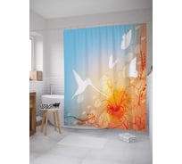 Штора (занавеска) для ванной JoyArty "Внимательный колибри" из сатена, 180х200 см с крючками, sc_12388