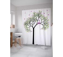 Штора (занавеска) для ванной JoyArty "Воркующая пара" из сатена, 180х200 см с крючками, sc_14253