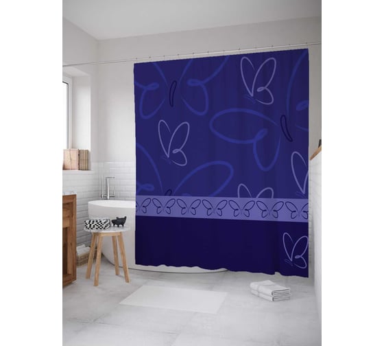Штора (занавеска) для ванной JoyArty "Порхающие бабочки" из сатена, 180х200 см с крючками, sc_23141 1