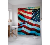 Штора (занавеска) для ванной JoyArty "Американское небо" из сатена, 180х200 см с крючками, sc_20688